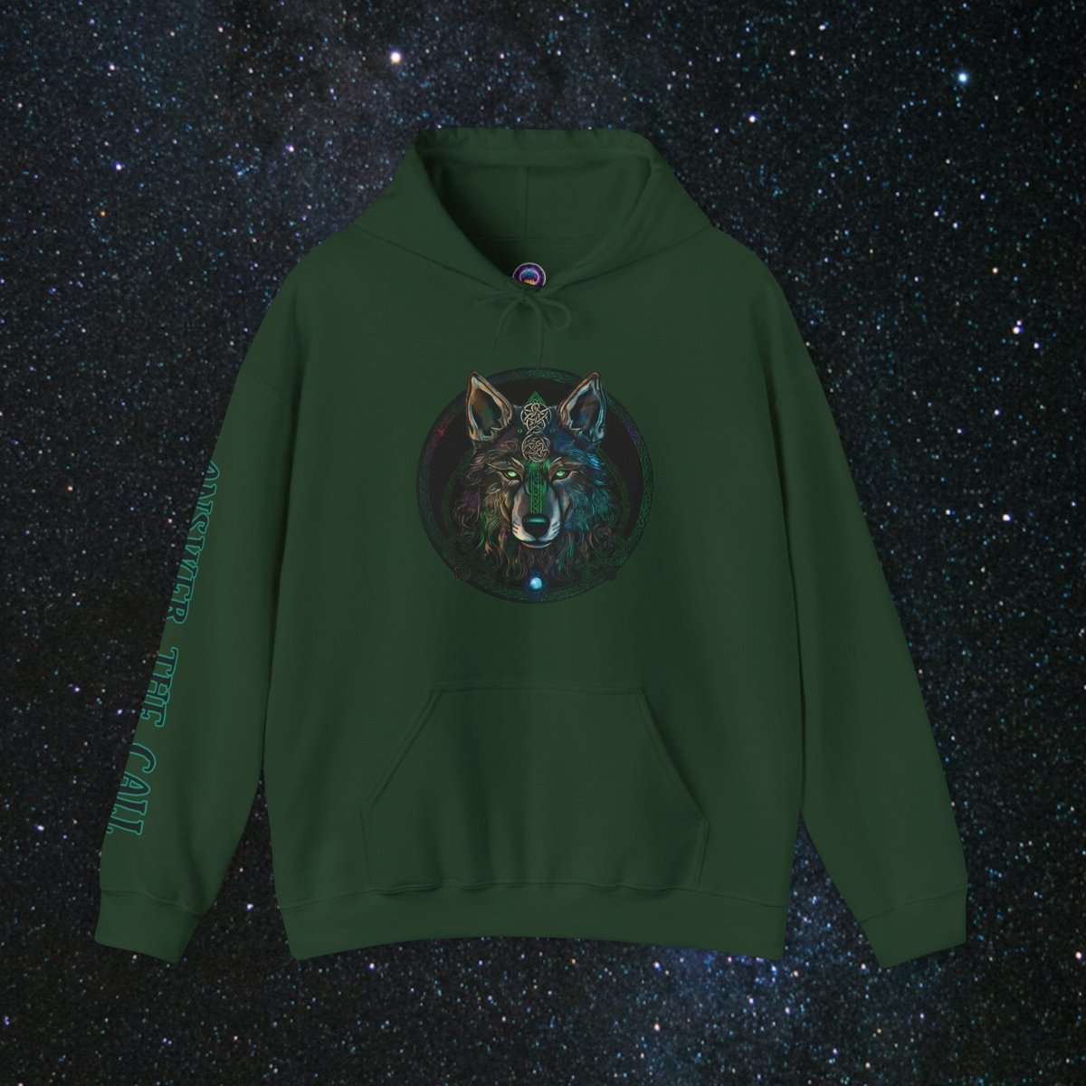 Call of the Wolf Unisex Pullover Hoodie - MindLight Apparel - Call of the Wolf Unisex Pullover Hoodie - Forest Green - S -