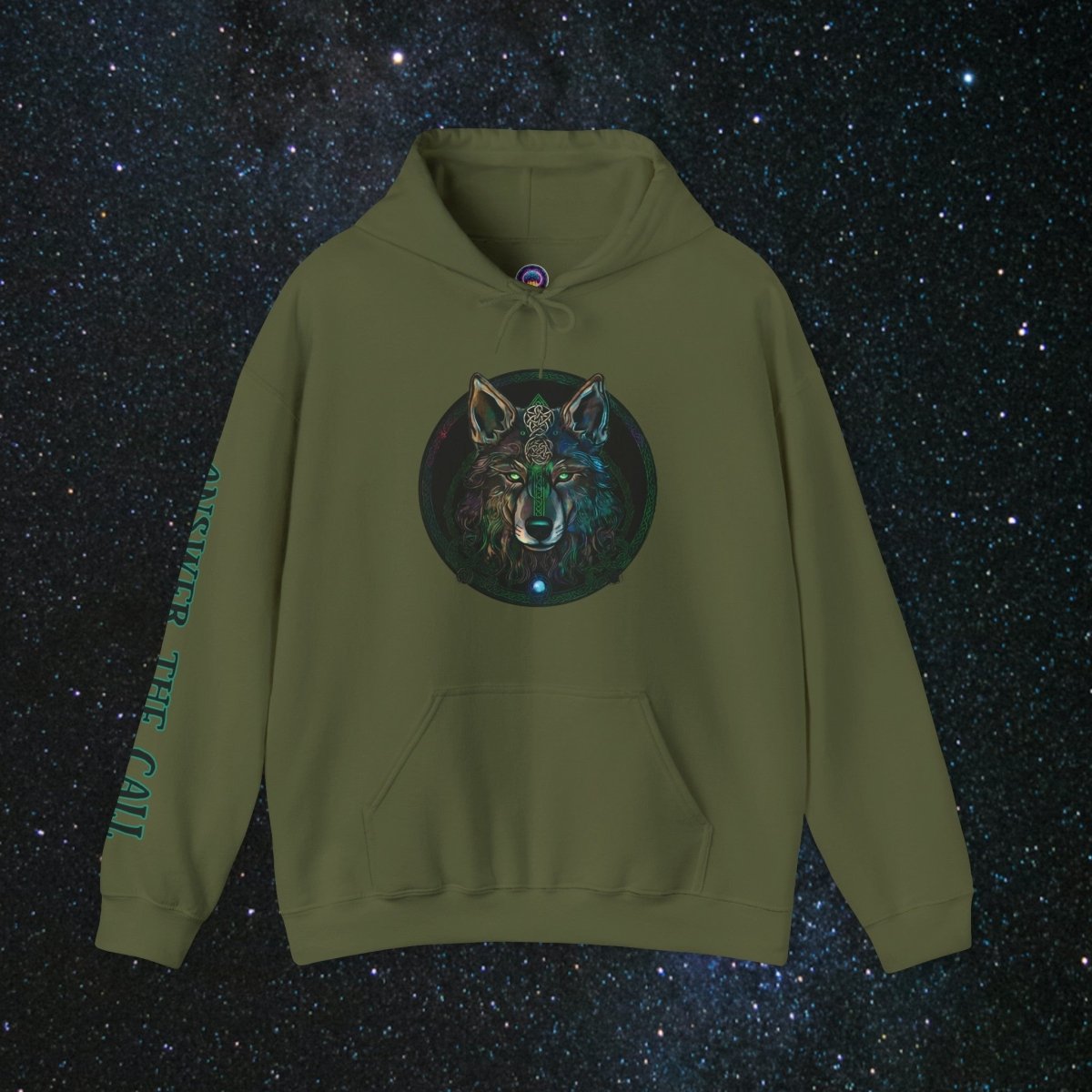 Call of the Wolf Unisex Pullover Hoodie - MindLight Apparel - Call of the Wolf Unisex Pullover Hoodie - Military Green - S -