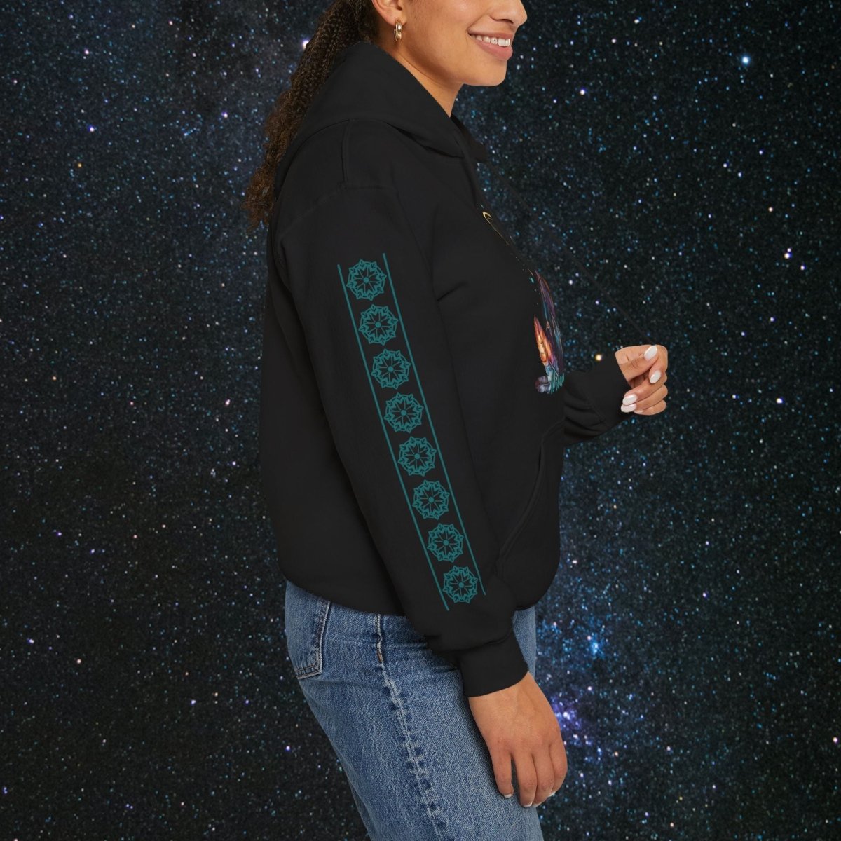 Cosmic Dream Walker - Women's Pullover Hoodie - MindLight Apparel - Cosmic Dream Walker - Women's Pullover Hoodie - Dark Chocolate - S - 
