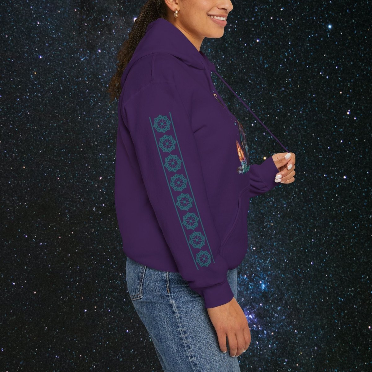 Cosmic Dream Walker - Women's Pullover Hoodie - MindLight Apparel - Cosmic Dream Walker - Women's Pullover Hoodie - Dark Chocolate - S - 