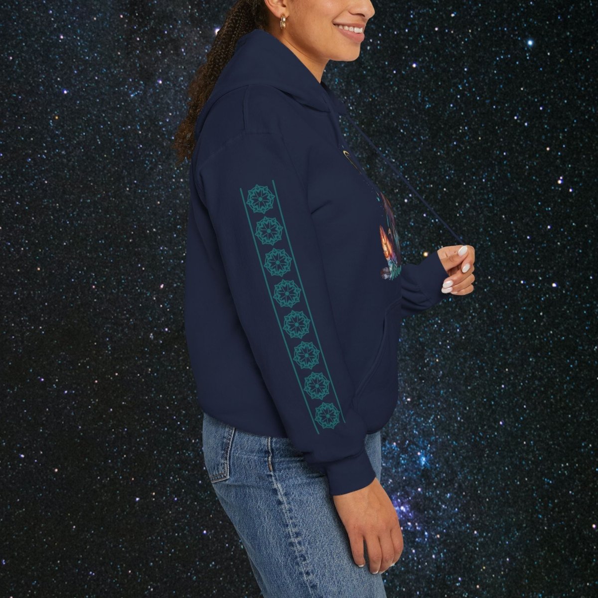 Cosmic Dream Walker - Women's Pullover Hoodie - MindLight Apparel - Cosmic Dream Walker - Women's Pullover Hoodie - Dark Chocolate - S - 
