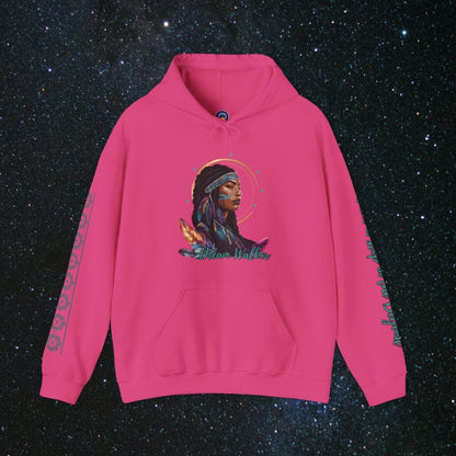 Cosmic Dream Walker - Women's Pullover Hoodie - MindLight Apparel - Cosmic Dream Walker - Women's Pullover Hoodie - Heliconia - S - 