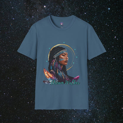 Cosmic Dream Walker - Women's Softstyle T - Shirt - MindLight Apparel - Cosmic Dream Walker - Women's Softstyle T - Shirt - Indigo Blue - S - 