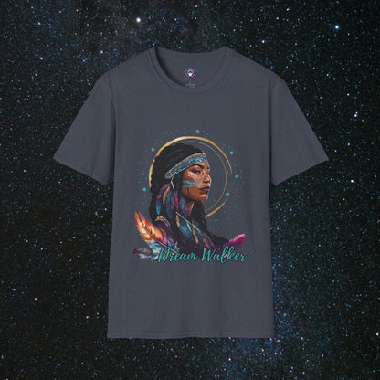 Cosmic Dream Walker - Women's Softstyle T - Shirt - MindLight Apparel - Cosmic Dream Walker - Women's Softstyle T - Shirt - Heather Navy - S - 