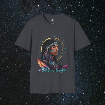 Cosmic Dream Walker - Women's Softstyle T - Shirt - MindLight Apparel - Cosmic Dream Walker - Women's Softstyle T - Shirt - Dark Heather Grey - S - 