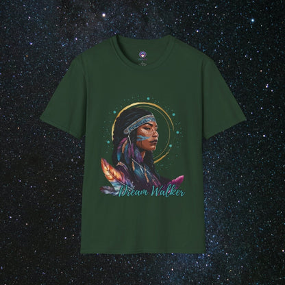 Cosmic Dream Walker - Women's Softstyle T - Shirt - MindLight Apparel - Cosmic Dream Walker - Women's Softstyle T - Shirt - Forest Green - S - 