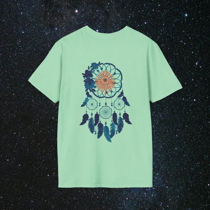 Cosmic Dream Walker - Women's Softstyle T - Shirt - MindLight Apparel - Cosmic Dream Walker - Women's Softstyle T - Shirt - Sky - S - 