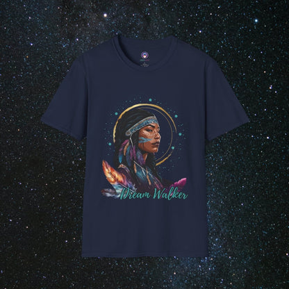 Cosmic Dream Walker - Women's Softstyle T - Shirt - MindLight Apparel - Cosmic Dream Walker - Women's Softstyle T - Shirt - Navy - S - 