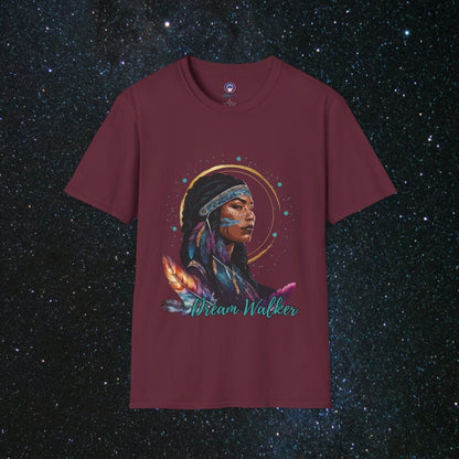Cosmic Dream Walker - Women's Softstyle T - Shirt - MindLight Apparel - Cosmic Dream Walker - Women's Softstyle T - Shirt - Maroon - S - 