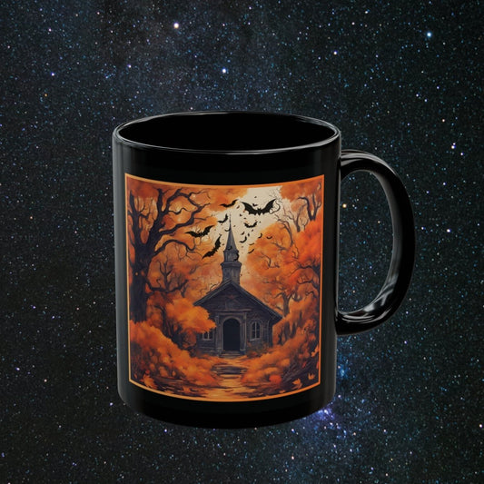 Enchanted Autumn Sanctuary Black Mug - MindLight Apparel - Enchanted Autumn Sanctuary Black Mug - 11oz - 