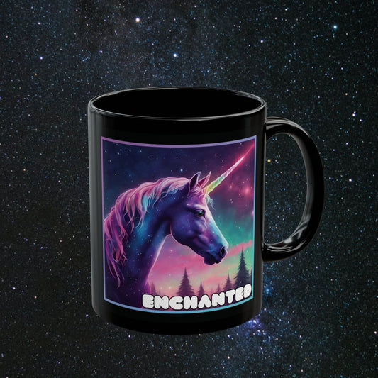 Enchanted Unicorn Radiance Black Mug - MindLight Apparel - Enchanted Unicorn Radiance Black Mug - 11oz - -