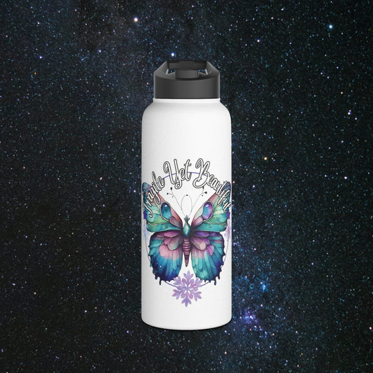 Fragile Yet Beautiful Stainless Steel Water Bottle - MindLight Apparel - Fragile Yet Beautiful Stainless Steel Water Bottle - 32oz - White -