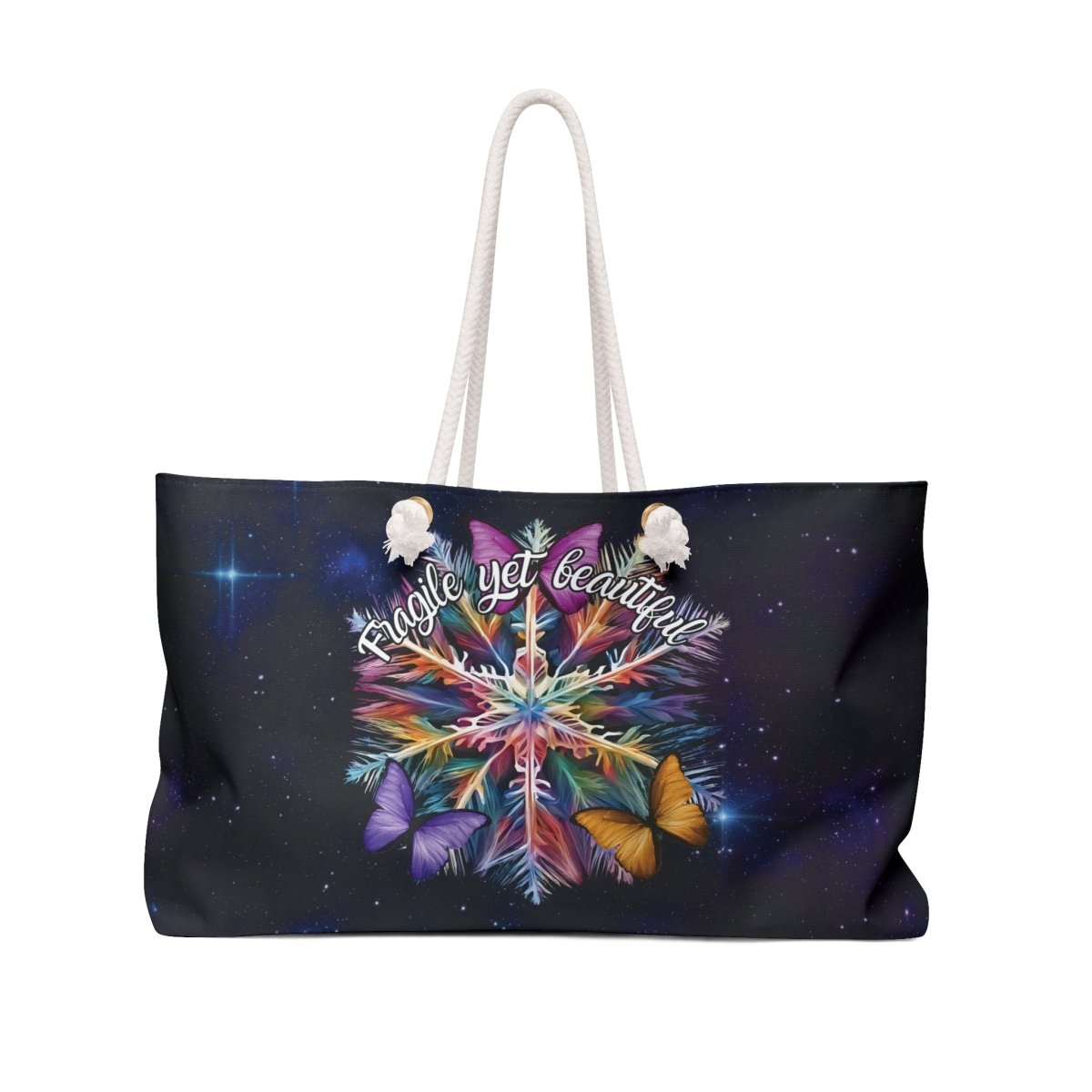 Fragile Yet Beautiful - Vibrant Snowflake Weekender Bag - MindLight Apparel - Fragile Yet Beautiful - Vibrant Snowflake Weekender Bag - 24" × 13" - -