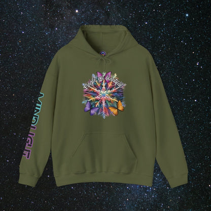 Fragile Yet Beautiful - Vibrant Snowflake Women's Pullover Hoodie - MindLight Apparel - Fragile Yet Beautiful - Vibrant Snowflake Women's Pullover Hoodie - Military Green - S -