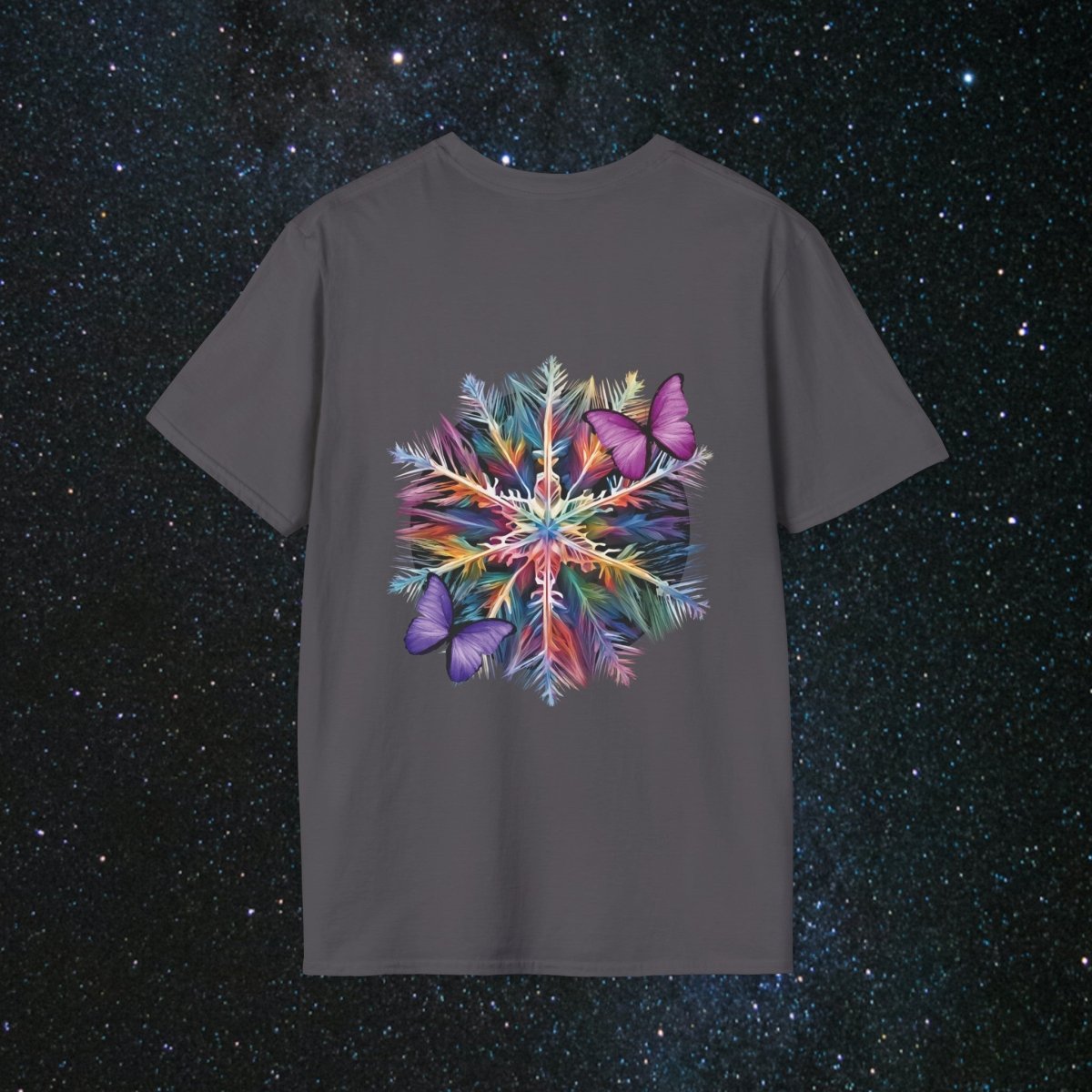 'Fragile Yet Beautiful' - Vibrant Snowflake - Women's Softstyle T-Shirt - MindLight Apparel - 'Fragile Yet Beautiful' - Vibrant Snowflake - Women's Softstyle T-Shirt - Maroon - S -