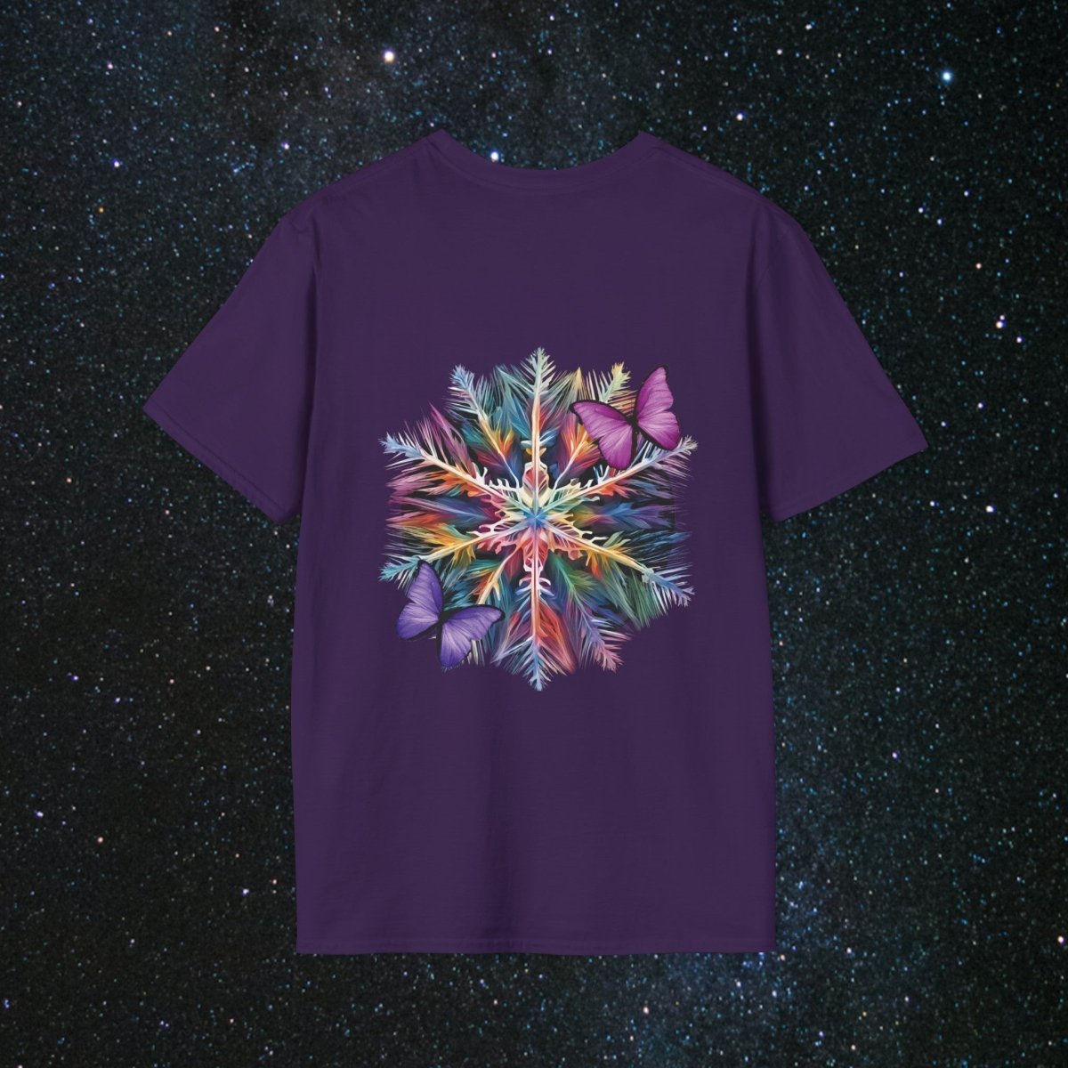 'Fragile Yet Beautiful' - Vibrant Snowflake - Women's Softstyle T-Shirt - MindLight Apparel - 'Fragile Yet Beautiful' - Vibrant Snowflake - Women's Softstyle T-Shirt - Maroon - S -