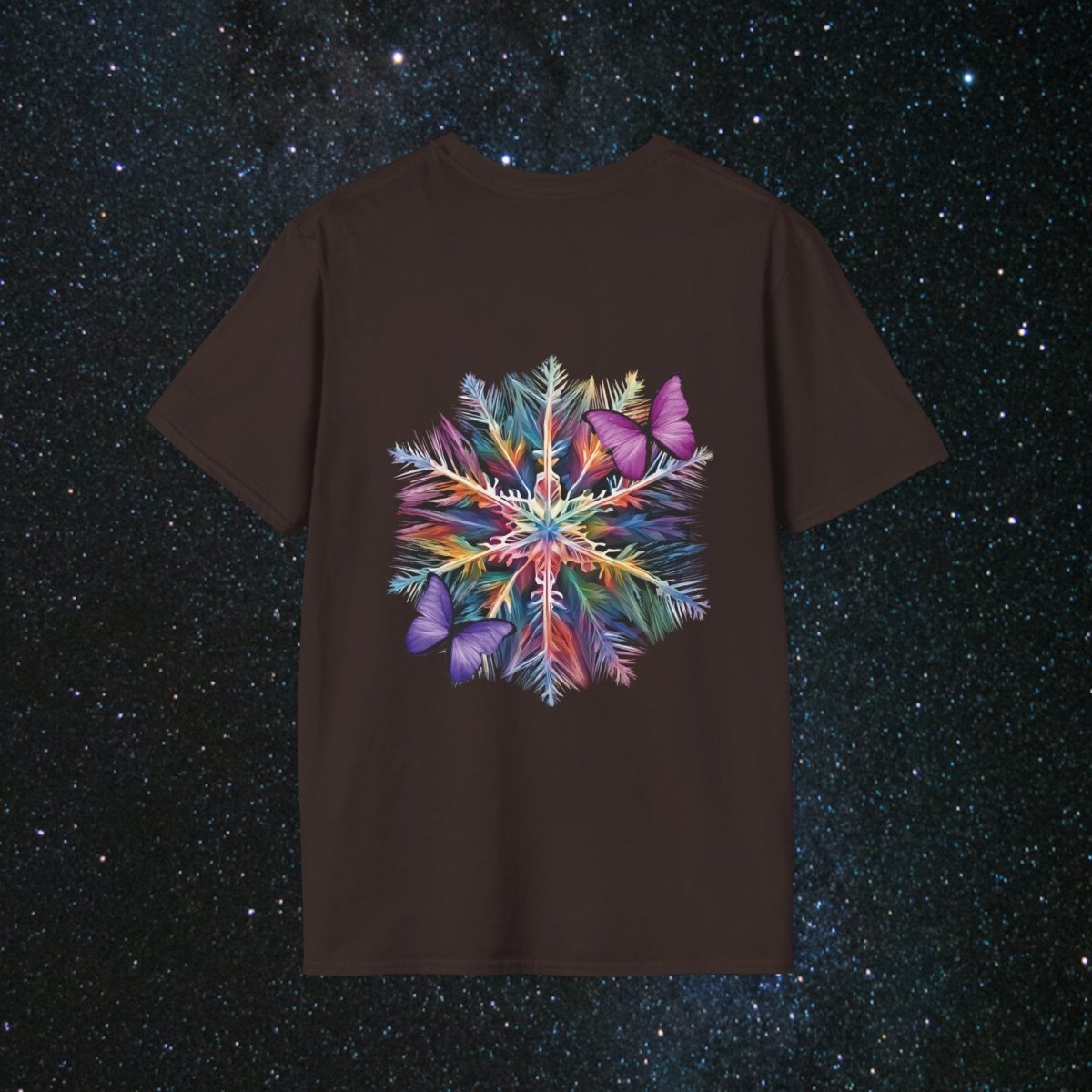 'Fragile Yet Beautiful' - Vibrant Snowflake - Women's Softstyle T-Shirt - MindLight Apparel - 'Fragile Yet Beautiful' - Vibrant Snowflake - Women's Softstyle T-Shirt - Maroon - S -