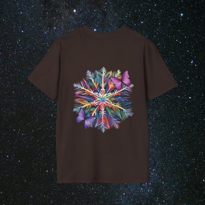 'Fragile Yet Beautiful' - Vibrant Snowflake - Women's Softstyle T-Shirt - MindLight Apparel - 'Fragile Yet Beautiful' - Vibrant Snowflake - Women's Softstyle T-Shirt - Maroon - S -