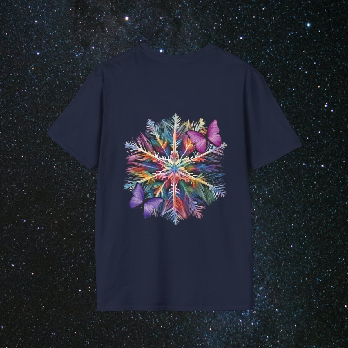 'Fragile Yet Beautiful' - Vibrant Snowflake - Women's Softstyle T-Shirt - MindLight Apparel - 'Fragile Yet Beautiful' - Vibrant Snowflake - Women's Softstyle T-Shirt - Maroon - S -