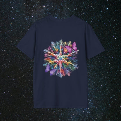 'Fragile Yet Beautiful' - Vibrant Snowflake - Women's Softstyle T-Shirt - MindLight Apparel - 'Fragile Yet Beautiful' - Vibrant Snowflake - Women's Softstyle T-Shirt - Maroon - S -