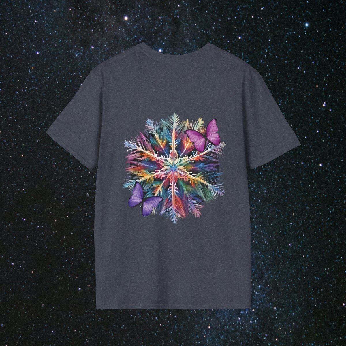 'Fragile Yet Beautiful' - Vibrant Snowflake - Women's Softstyle T-Shirt - MindLight Apparel - 'Fragile Yet Beautiful' - Vibrant Snowflake - Women's Softstyle T-Shirt - Maroon - S -