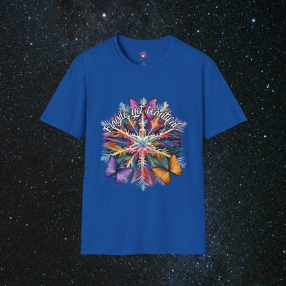 'Fragile Yet Beautiful' - Vibrant Snowflake - Women's Softstyle T-Shirt - MindLight Apparel - 'Fragile Yet Beautiful' - Vibrant Snowflake - Women's Softstyle T-Shirt - Royal - XS -