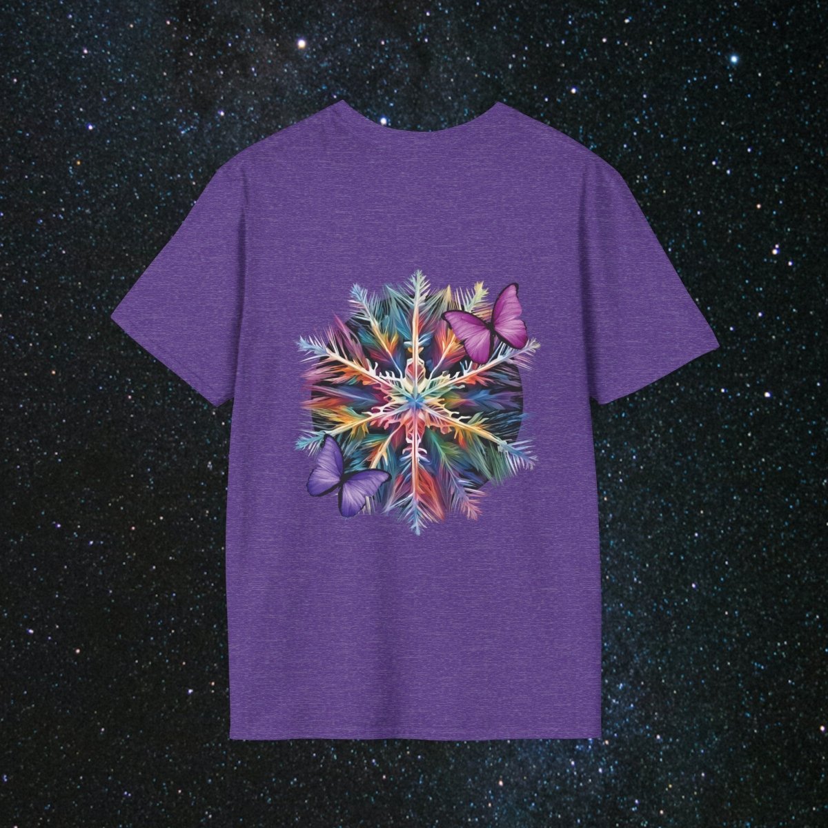 'Fragile Yet Beautiful' - Vibrant Snowflake - Women's Softstyle T-Shirt - MindLight Apparel - 'Fragile Yet Beautiful' - Vibrant Snowflake - Women's Softstyle T-Shirt - Maroon - S -
