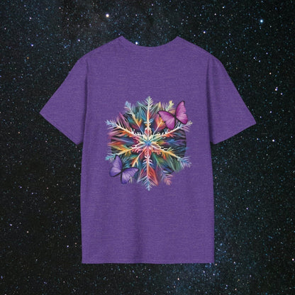 'Fragile Yet Beautiful' - Vibrant Snowflake - Women's Softstyle T-Shirt - MindLight Apparel - 'Fragile Yet Beautiful' - Vibrant Snowflake - Women's Softstyle T-Shirt - Maroon - S -