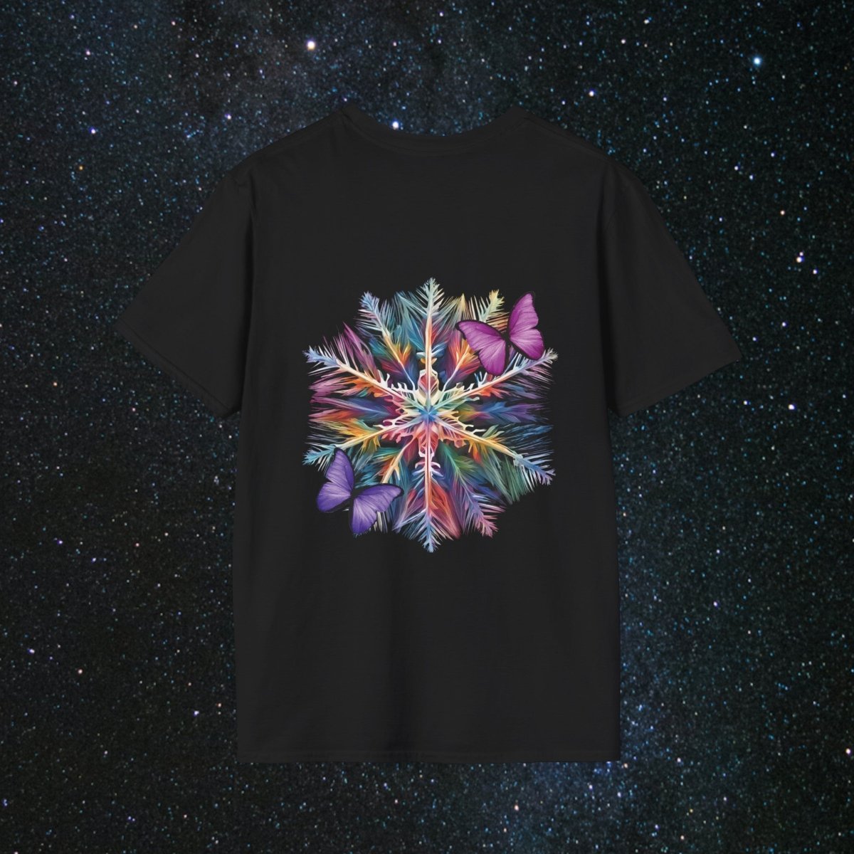 'Fragile Yet Beautiful' - Vibrant Snowflake - Women's Softstyle T-Shirt - MindLight Apparel - 'Fragile Yet Beautiful' - Vibrant Snowflake - Women's Softstyle T-Shirt - Maroon - S -