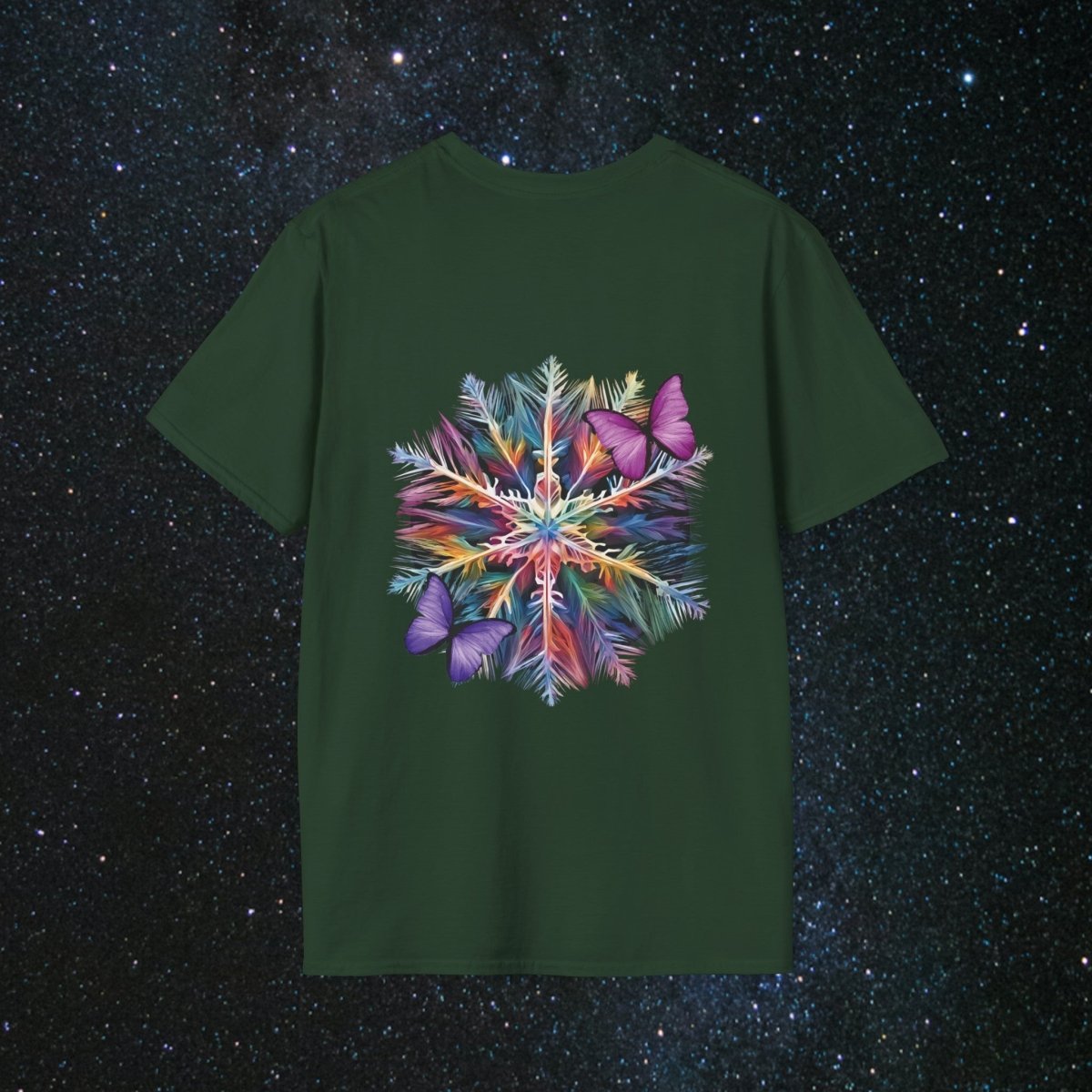 'Fragile Yet Beautiful' - Vibrant Snowflake - Women's Softstyle T-Shirt - MindLight Apparel - 'Fragile Yet Beautiful' - Vibrant Snowflake - Women's Softstyle T-Shirt - Maroon - S -