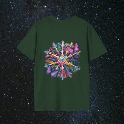 'Fragile Yet Beautiful' - Vibrant Snowflake - Women's Softstyle T-Shirt - MindLight Apparel - 'Fragile Yet Beautiful' - Vibrant Snowflake - Women's Softstyle T-Shirt - Maroon - S -