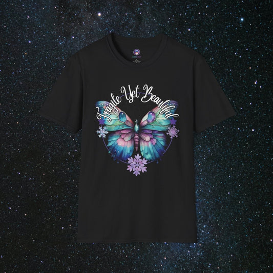 Fragile Yet Beautiful - Women's Softstyle T-Shirt - MindLight Apparel - Fragile Yet Beautiful - Women's Softstyle T-Shirt - Black - XS -