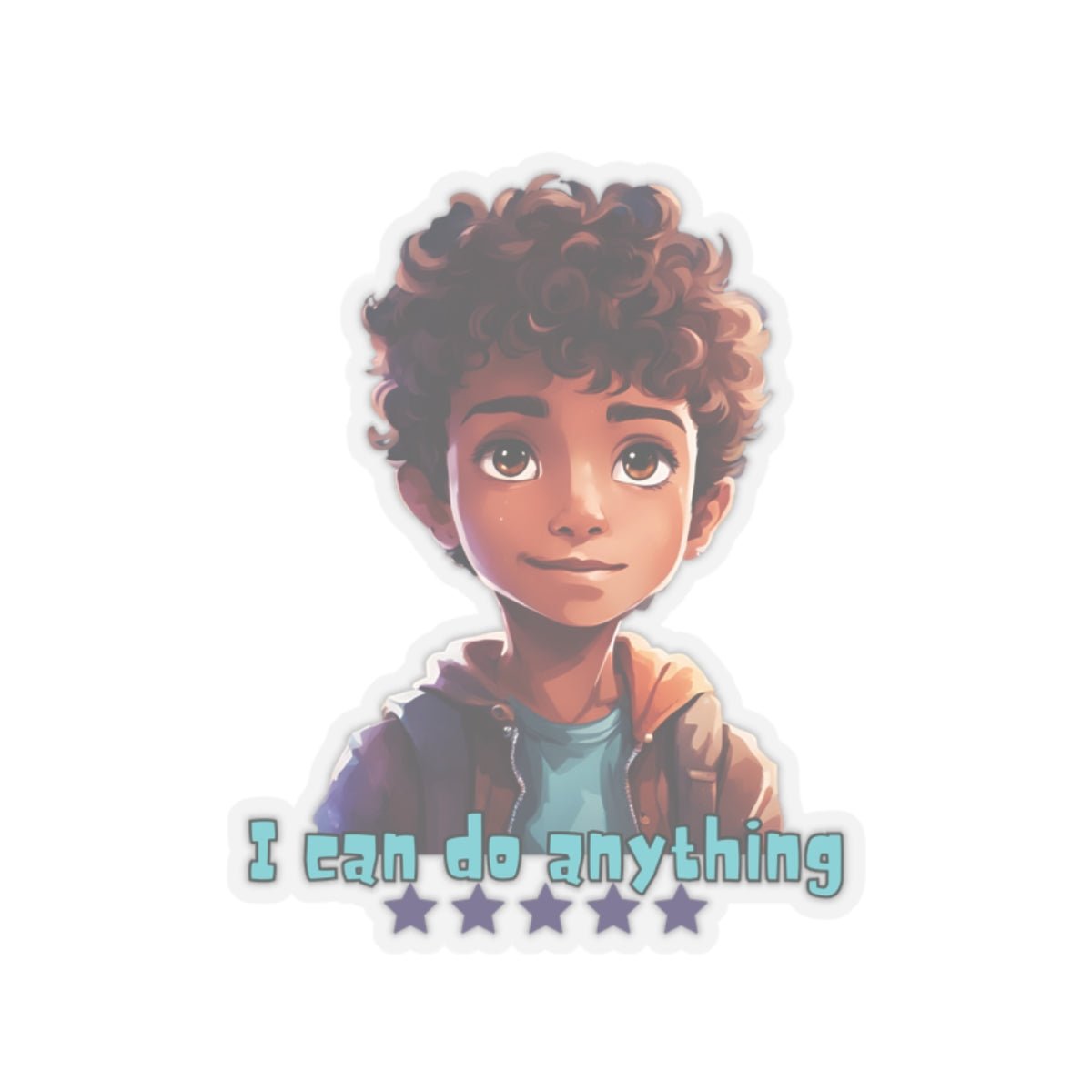 I Can Do Anything Boy Kids Stickers - MindLight Apparel - I Can Do Anything Boy Kids Stickers - 4" × 4" - Transparent - 