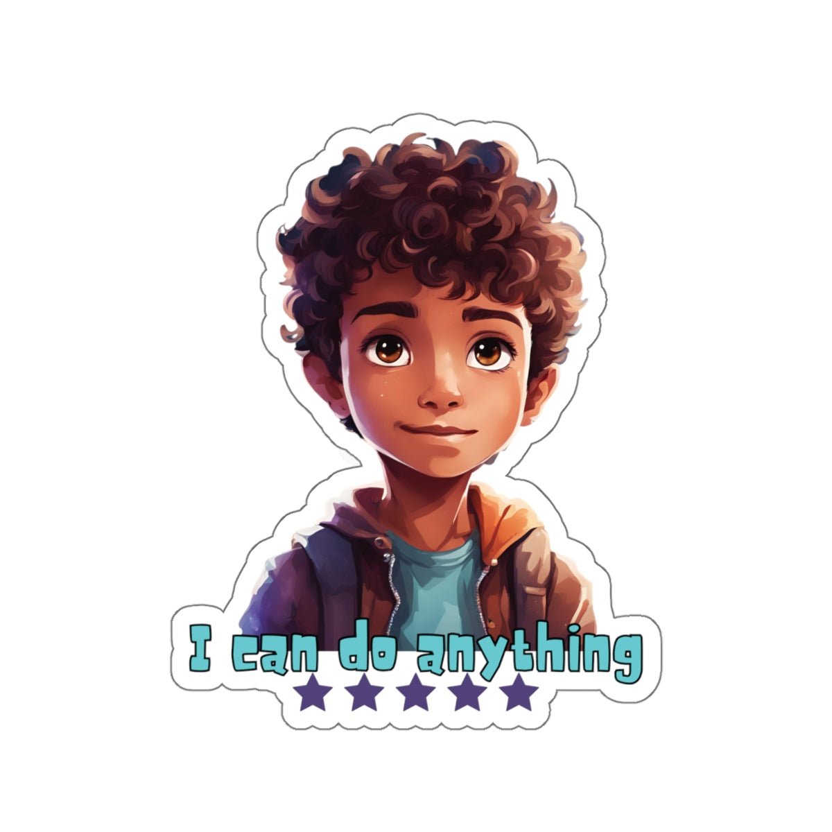 I Can Do Anything Boy Kids Stickers - MindLight Apparel - I Can Do Anything Boy Kids Stickers - 6" × 6" - White - 