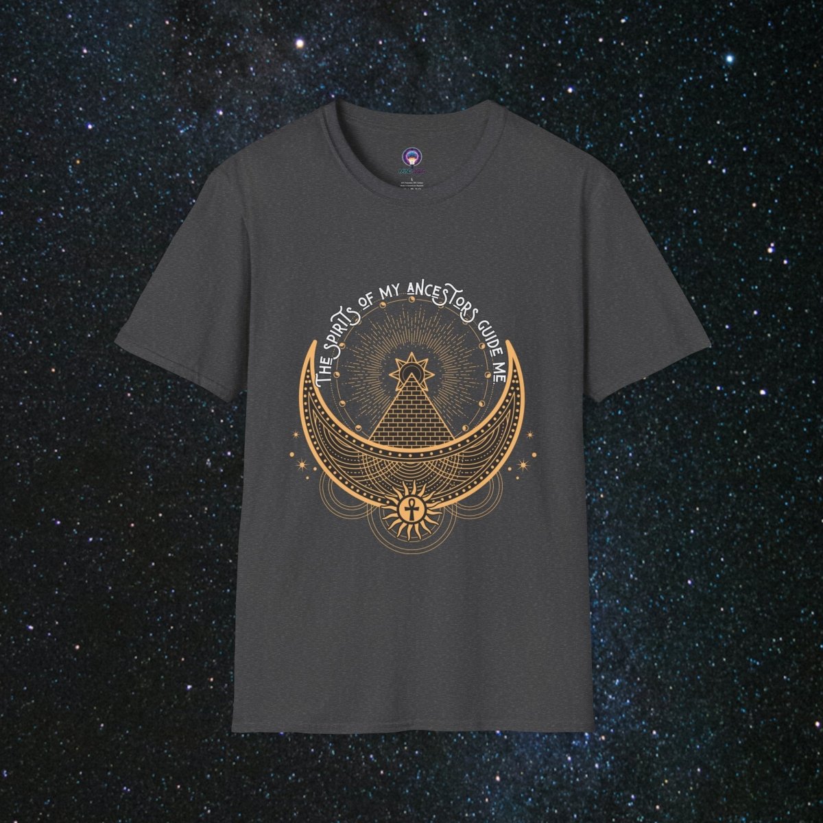 MindLight Ancestral Echoes Unisex Softstyle T-Shirt - MindLight Apparel - MindLight Ancestral Echoes Unisex Softstyle T-Shirt - Dark Heather - XS -