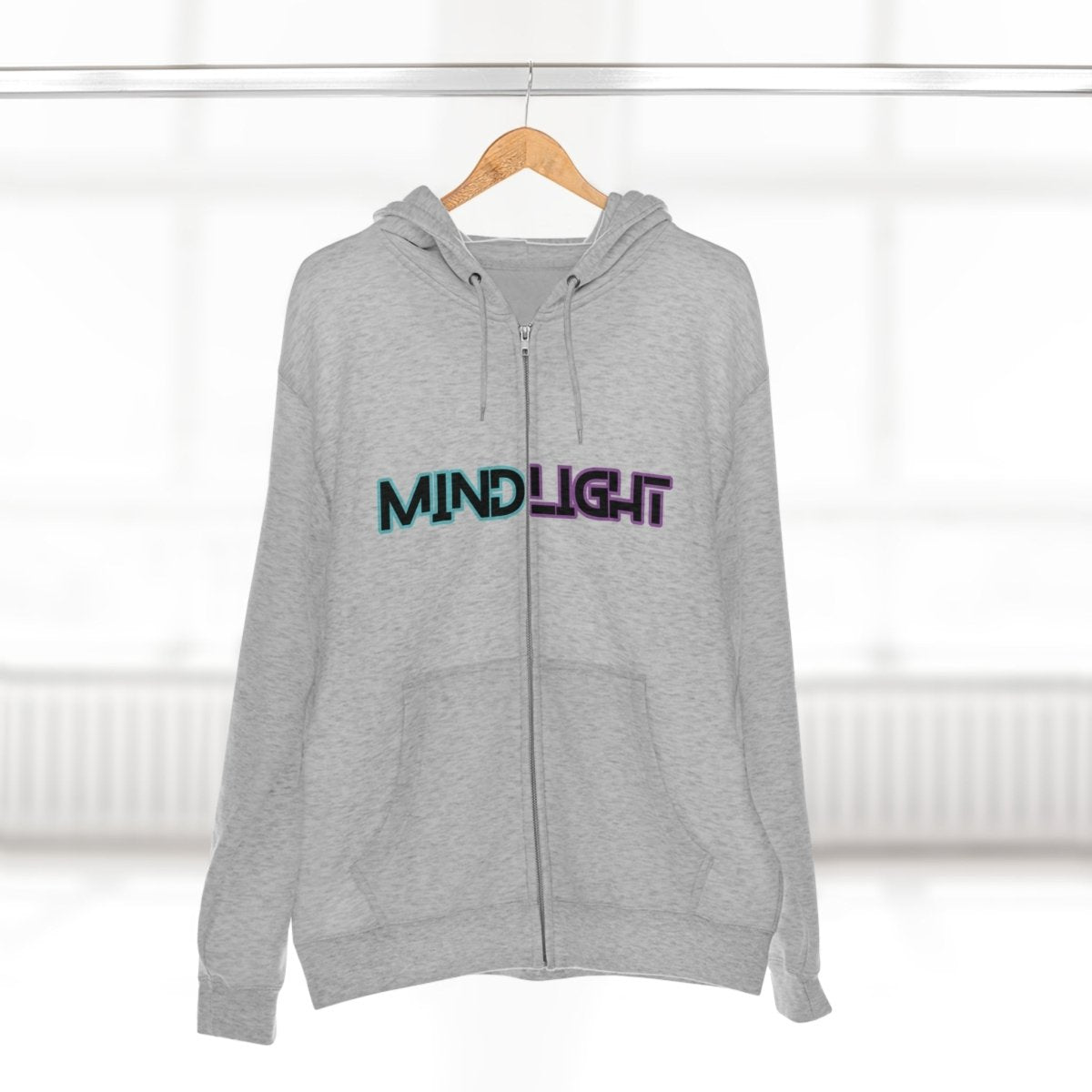 MindLight Unisex Zip Hoodie - MindLight Apparel - MindLight Unisex Zip Hoodie - Heather Grey - S -