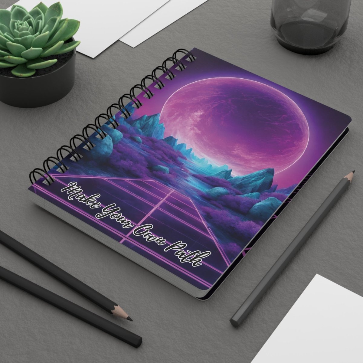 'Neon Journey' Spiral Notebook - MindLight Apparel - 'Neon Journey' Spiral Notebook - One Size - 