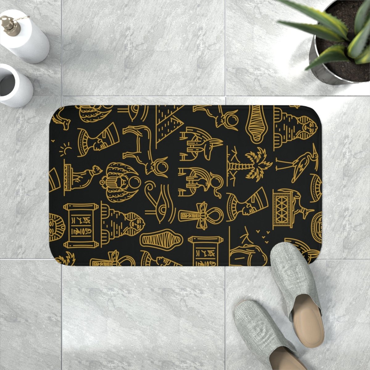 Nile Mystique Memory Foam Bath Mat - MindLight Apparel - Nile Mystique Memory Foam Bath Mat - White - 30” x 18” -