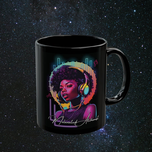 NoirAlchemy Glow - Transmute Woman Black Mug - MindLight Apparel - NoirAlchemy Glow - Transmute Woman Black Mug - 11oz - -