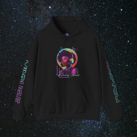 NoirAlchemy Glow - Transmute Women's Pullover Hoodie - MindLight Apparel - NoirAlchemy Glow - Transmute Women's Pullover Hoodie - Black - S -