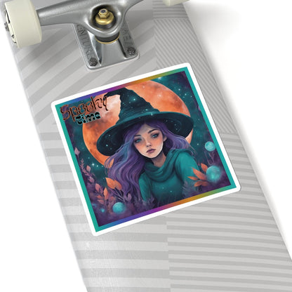 Spooky Time Witch Stickers - MindLight Apparel - Spooky Time Witch Stickers - 6" × 6" - White - 