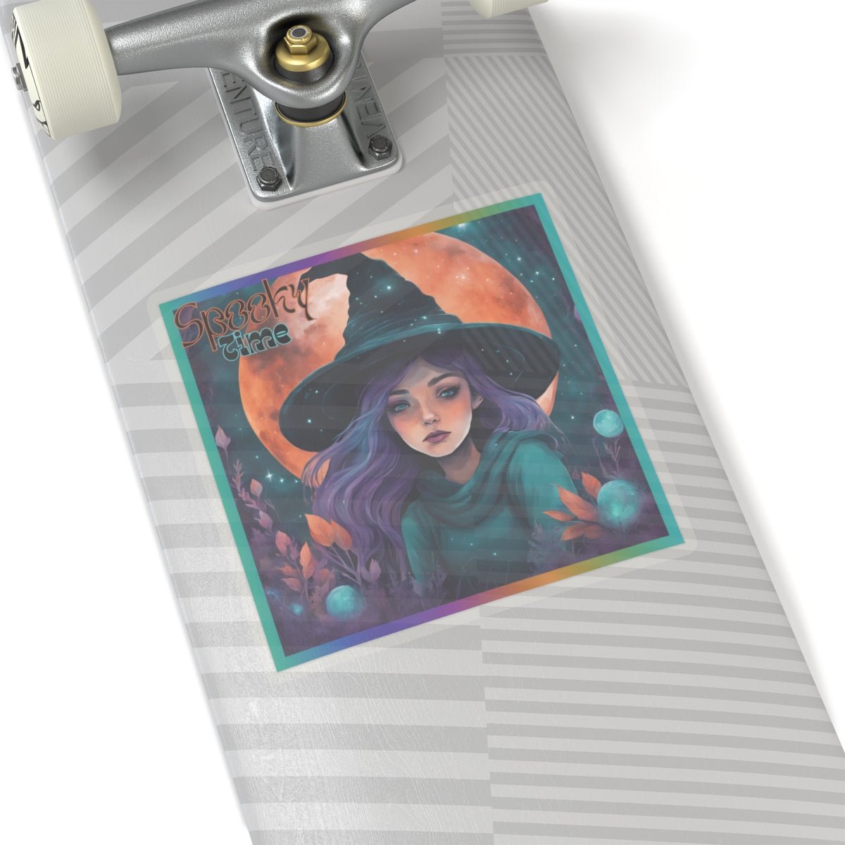 Spooky Time Witch Stickers - MindLight Apparel - Spooky Time Witch Stickers - 6" × 6" - White - 