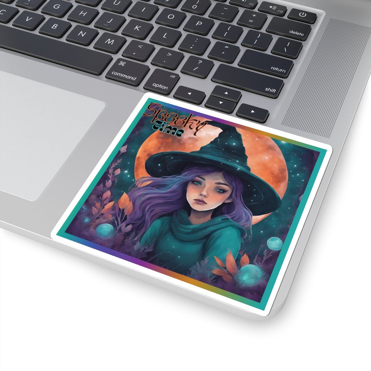 Spooky Time Witch Stickers - MindLight Apparel - Spooky Time Witch Stickers - 6" × 6" - White - 