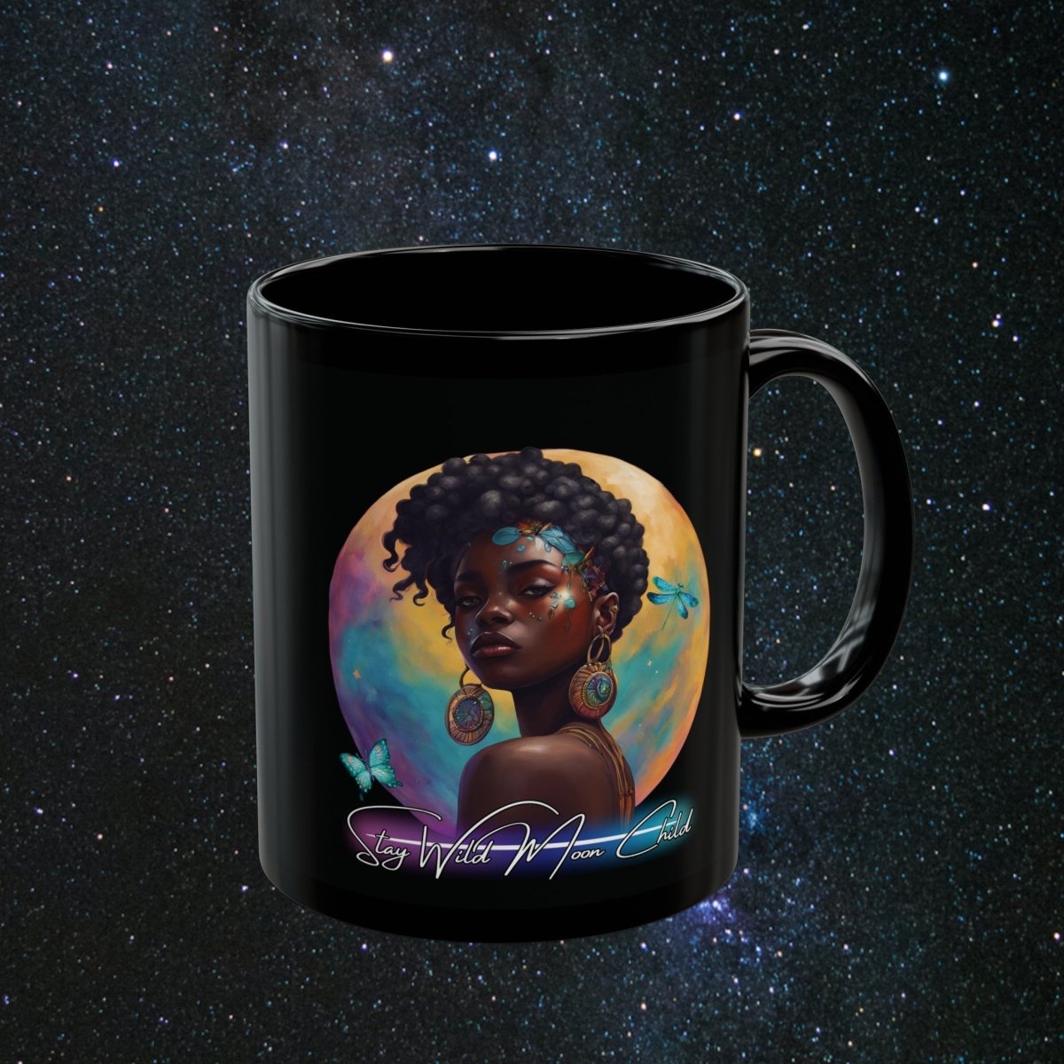 Stay Wild Moon Child - Noir Black Mug - MindLight Apparel - Stay Wild Moon Child - Noir Black Mug - 11oz - -