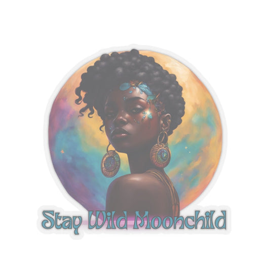 Stay Wild Moon Child - Noir Stickers - MindLight Apparel - Stay Wild Moon Child - Noir Stickers - 4" × 4" - Transparent - 