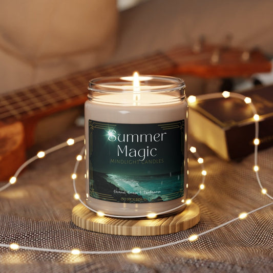 Summer Magic - Coconut Cream & Cardamom Soy Candle, 9oz - MindLight Apparel - Summer Magic - Coconut Cream & Cardamom Soy Candle, 9oz - Coconut Cream + Cardamom - 9oz -