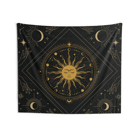 Sun's Gaze Cosmic Indoor Wall Tapestry - MindLight Apparel - Sun's Gaze Cosmic Indoor Wall Tapestry - 80" × 68" - 