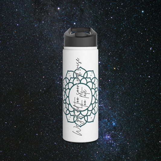 Timeless Wisdom Stainless Steel Water Bottle - MindLight Apparel - Timeless Wisdom Stainless Steel Water Bottle - 18oz - White -